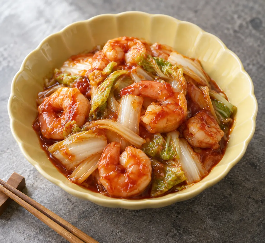 えびと白菜のしょうがチリ炒めの完成イメージ