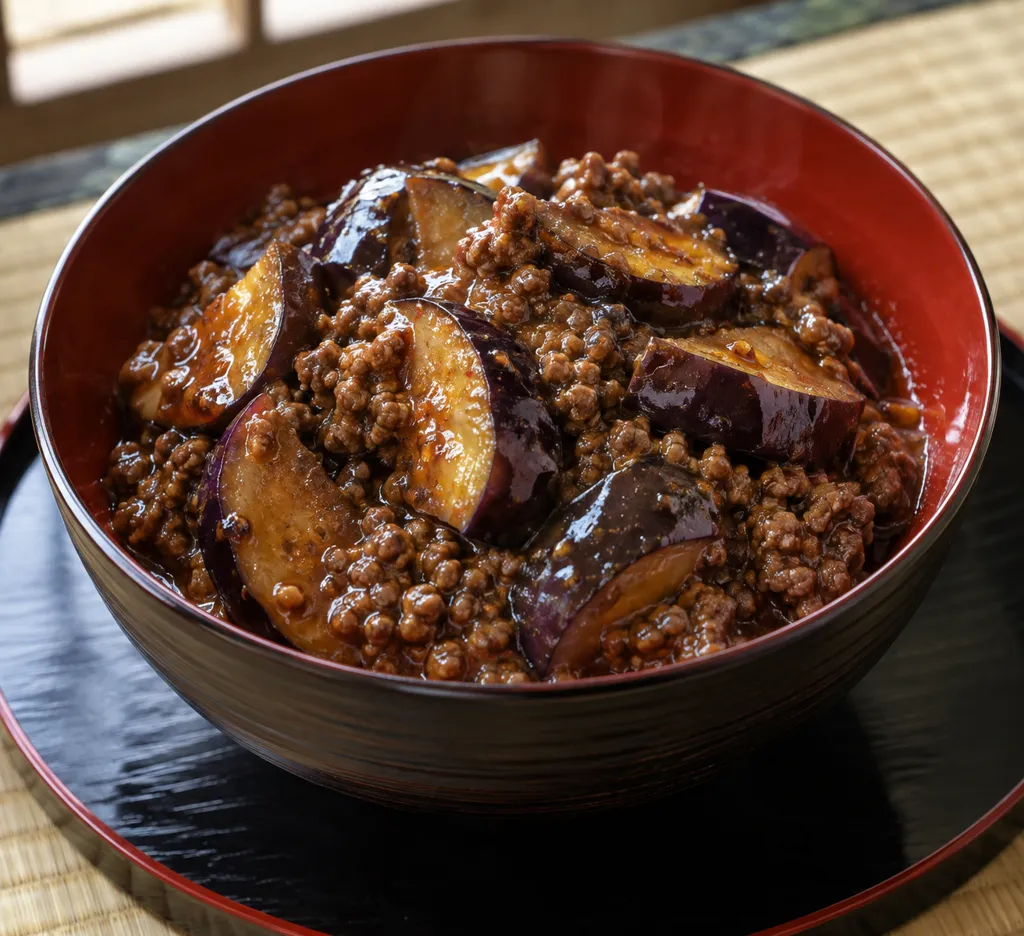 牛ひき肉のピリ辛麻婆なすの完成イメージ