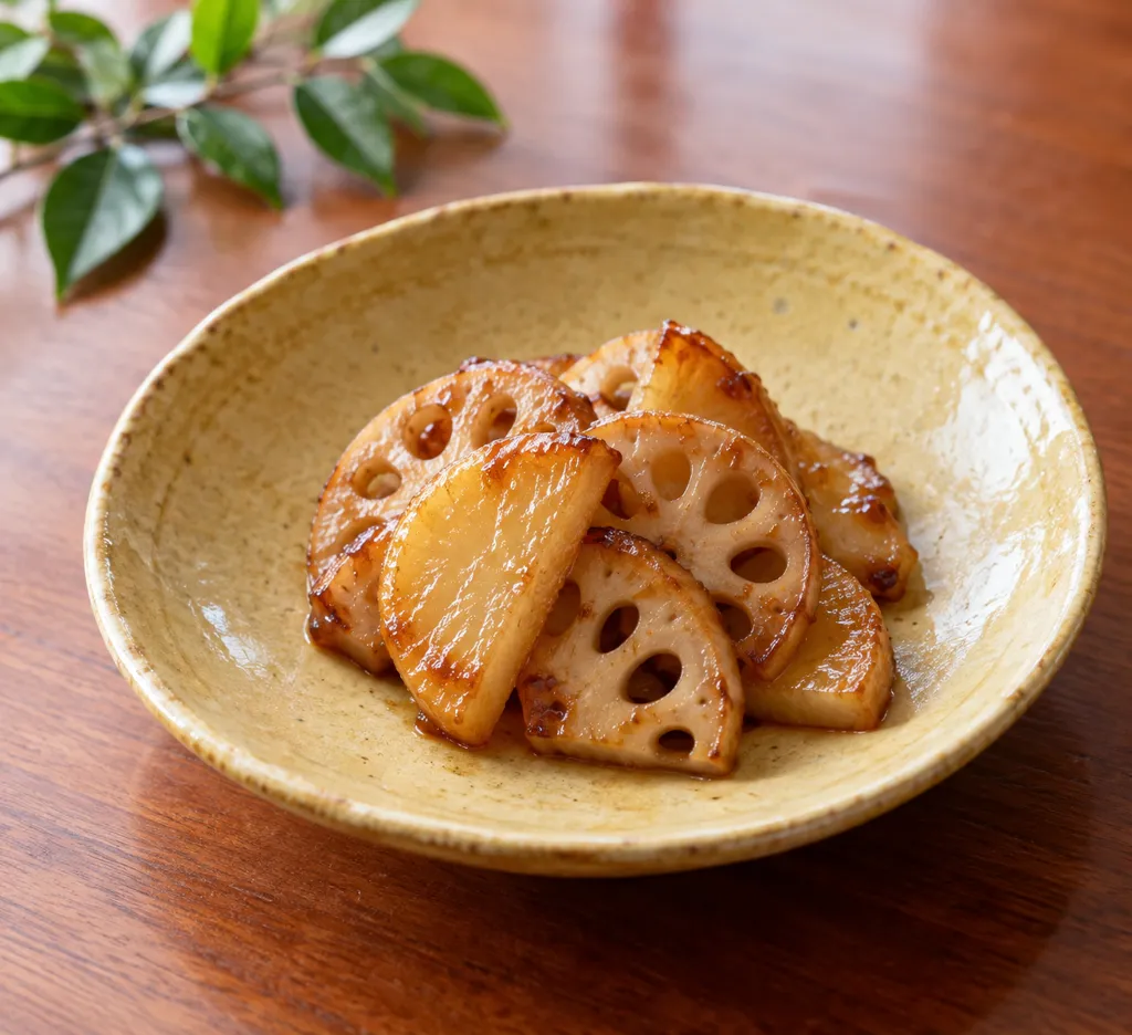 長芋とれんこんの甘酢醤油焼きの完成イメージ