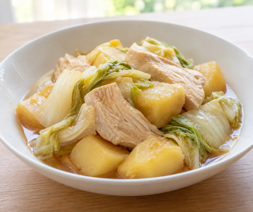 鶏むね肉と白菜の中華肉じゃがの完成イメージ