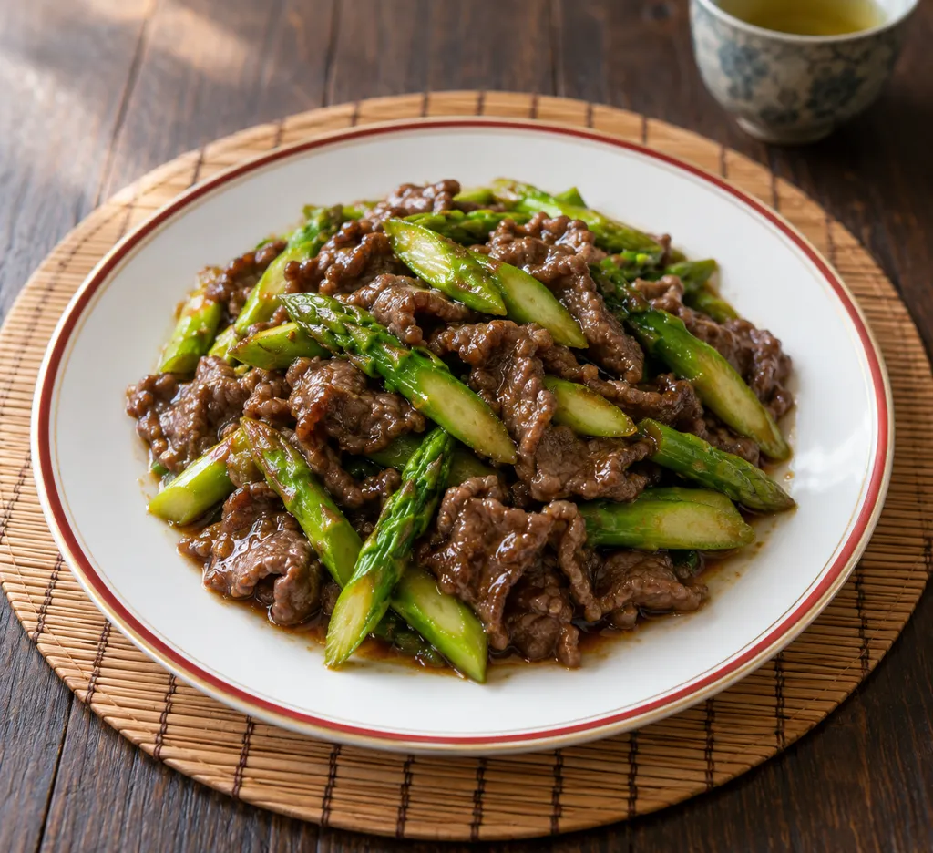 牛肉とアスパラの中華甘辛炒めの完成イメージ