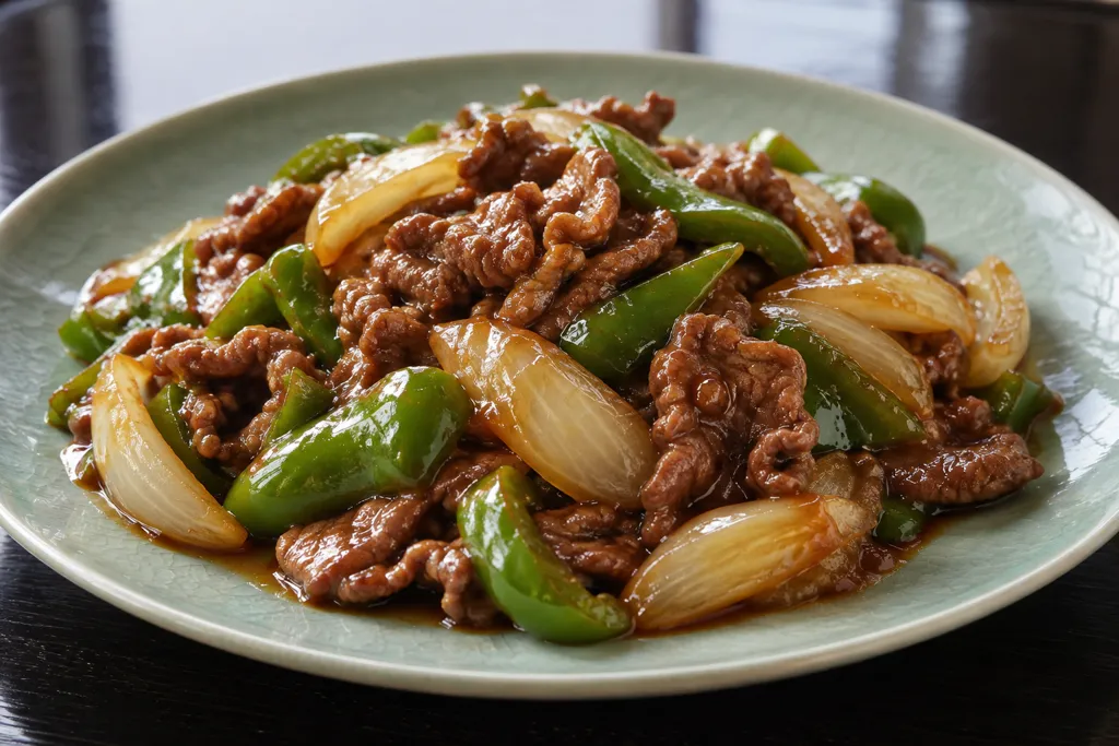 牛こま肉とピーマンの甘酢炒めの完成イメージ