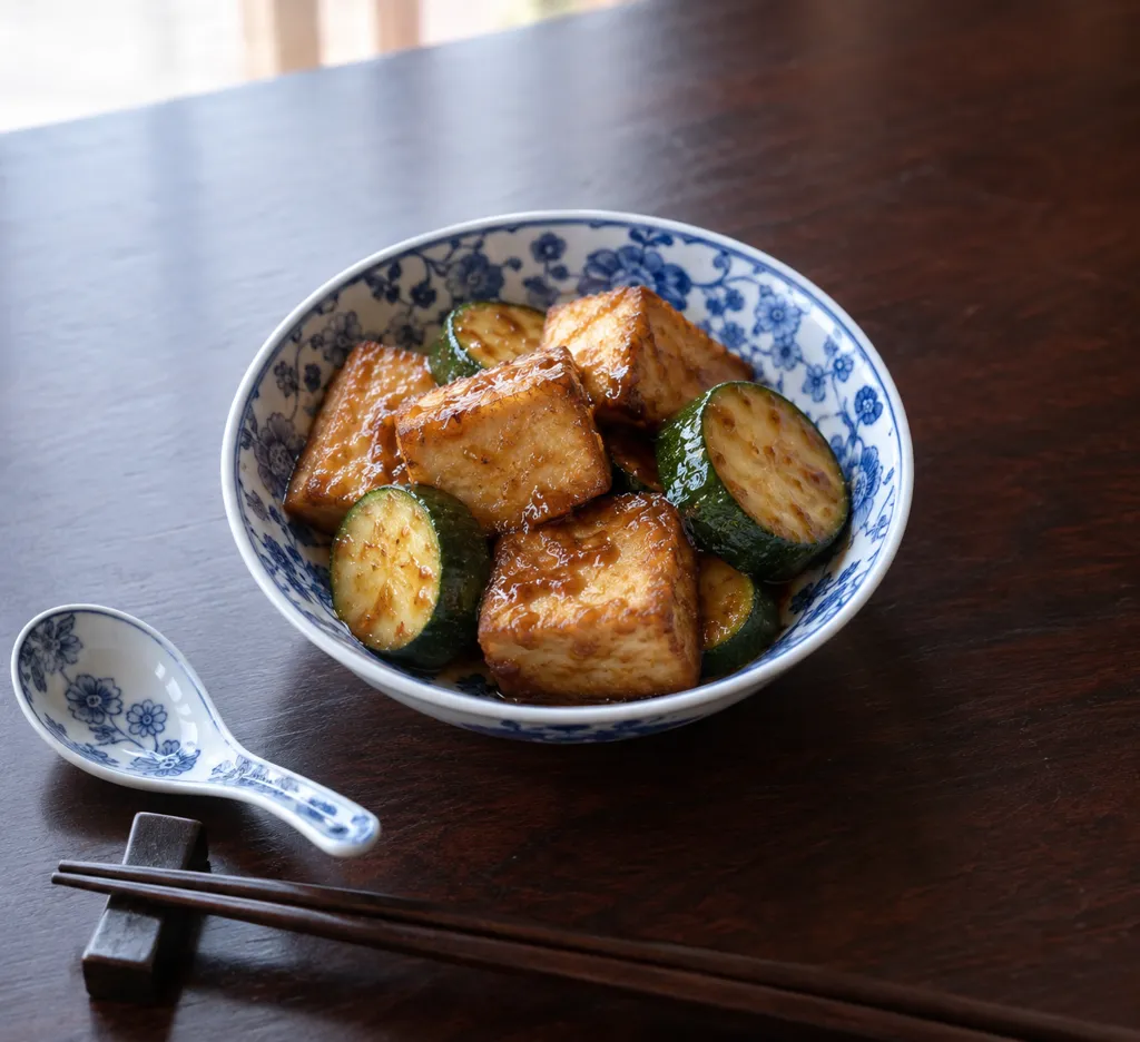 厚揚げとズッキーニの中華にんにく焼きの完成イメージ