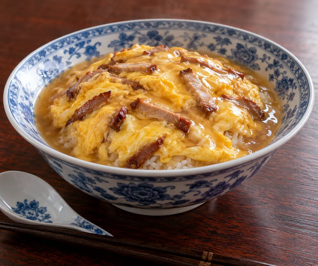 チャーシューと卵の天津飯の完成イメージ