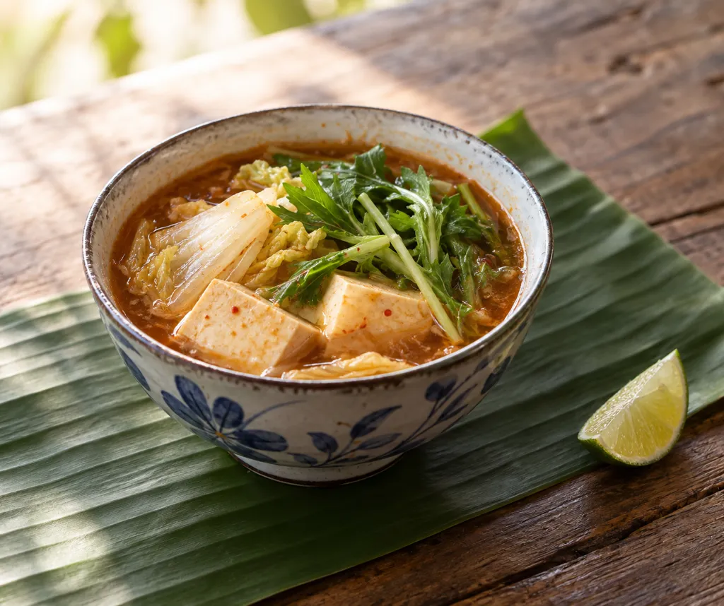 豆腐と白菜の旨辛味噌スープの完成イメージ