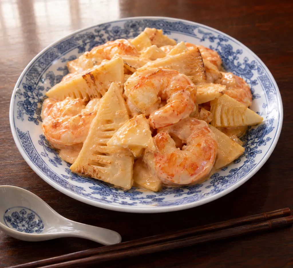 えびとたけのこの中華マヨ和えの完成イメージ