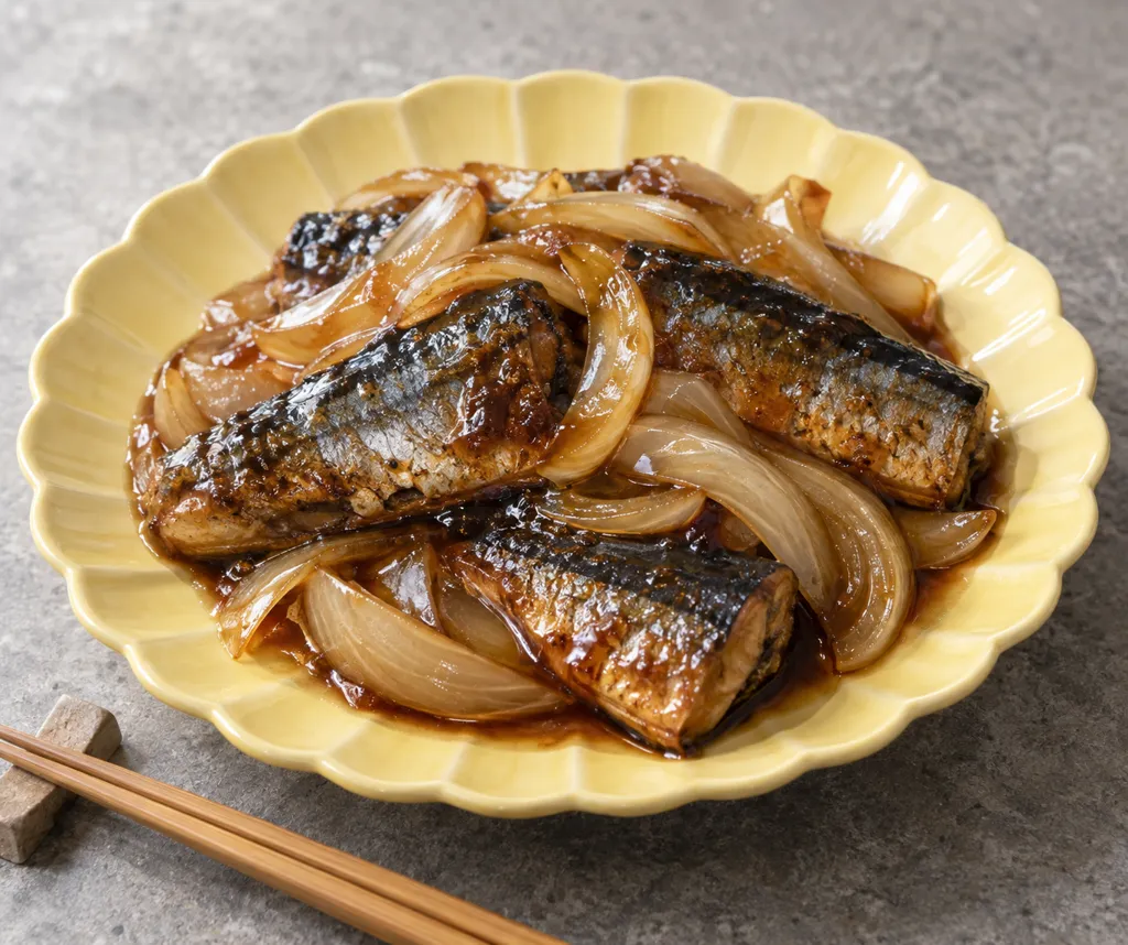 さんまと玉ねぎの黒酢あんの完成イメージ
