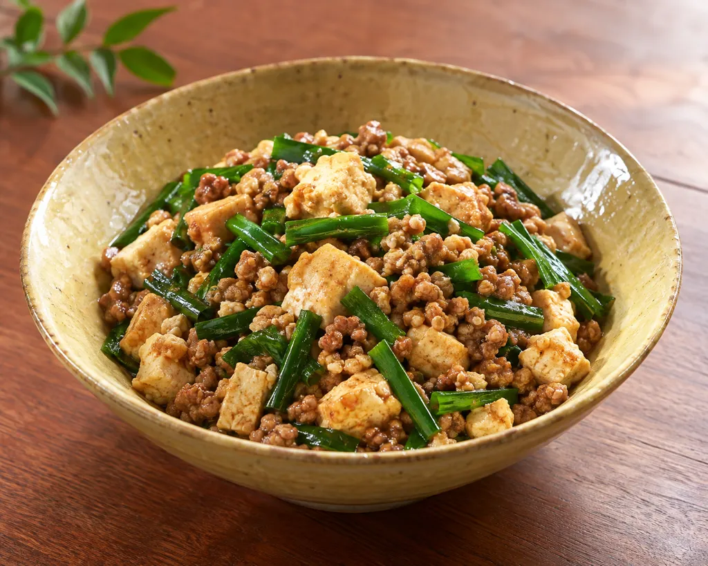 豆腐と豚ひき肉のにんにく醤油炒めの完成イメージ