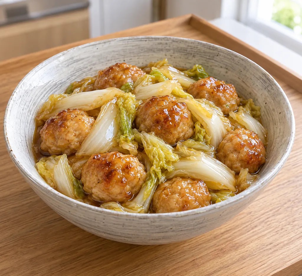 鶏肉団子と白菜の甘酢あんかけの完成イメージ