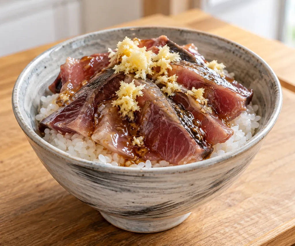 かつおのしょうが醤油丼の完成イメージ