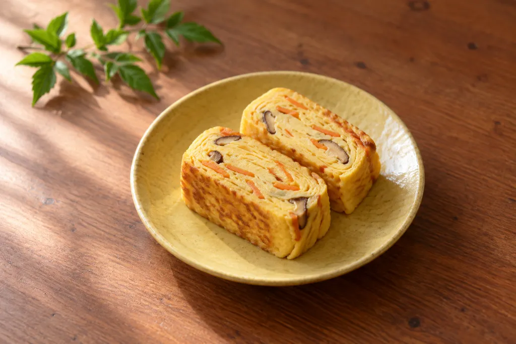 にんじんとしいたけの厚焼き卵の完成イメージ