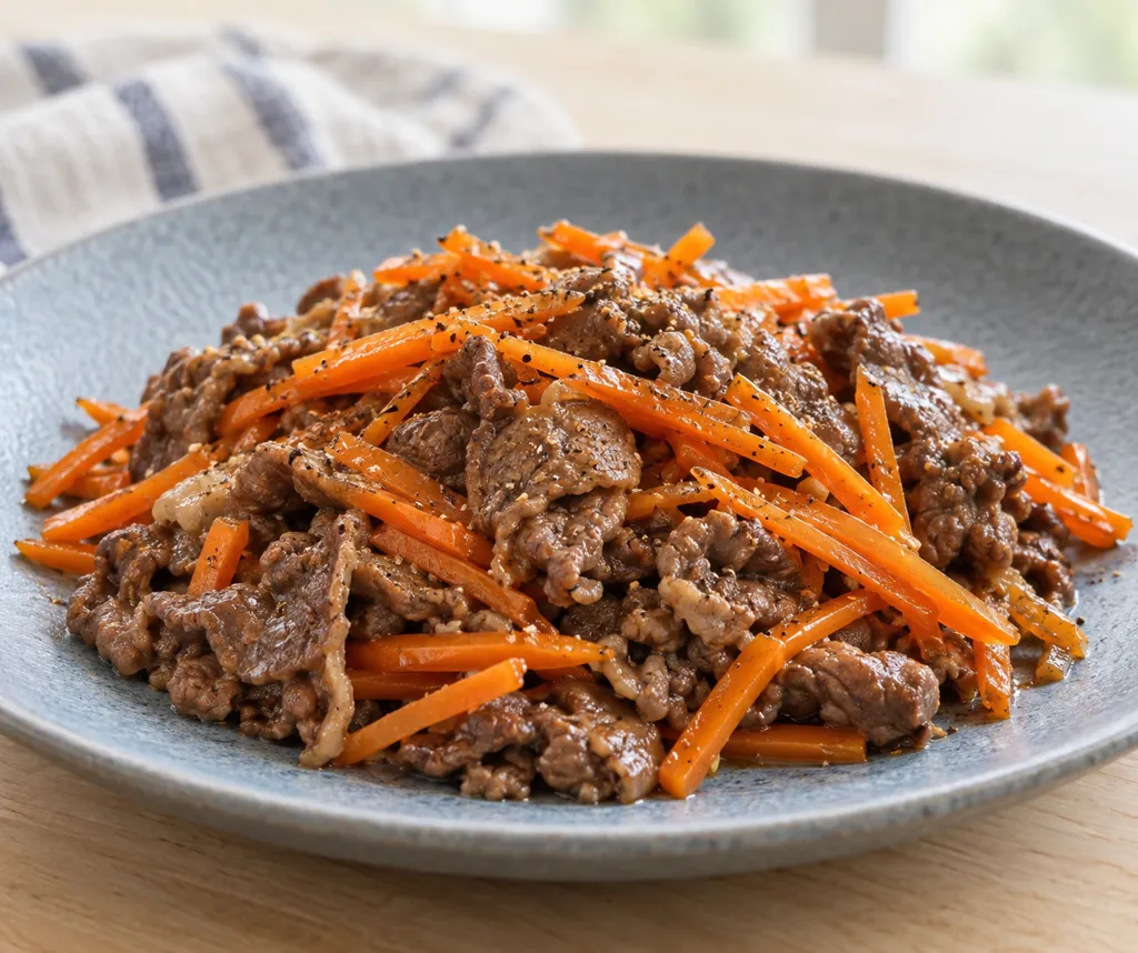 牛薄切り肉とにんじんのコンソメソテーの完成イメージ