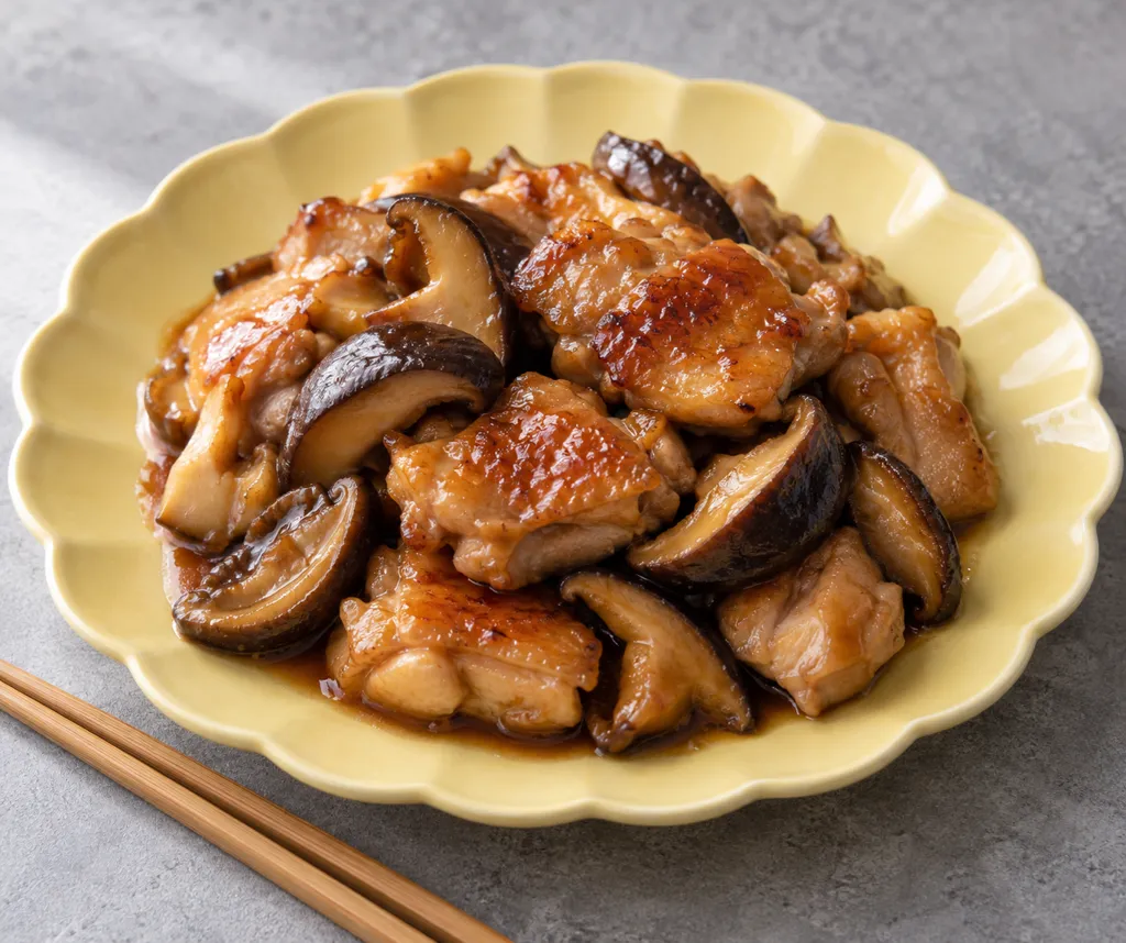 鶏もも肉としいたけの中華レモン鶏の完成イメージ