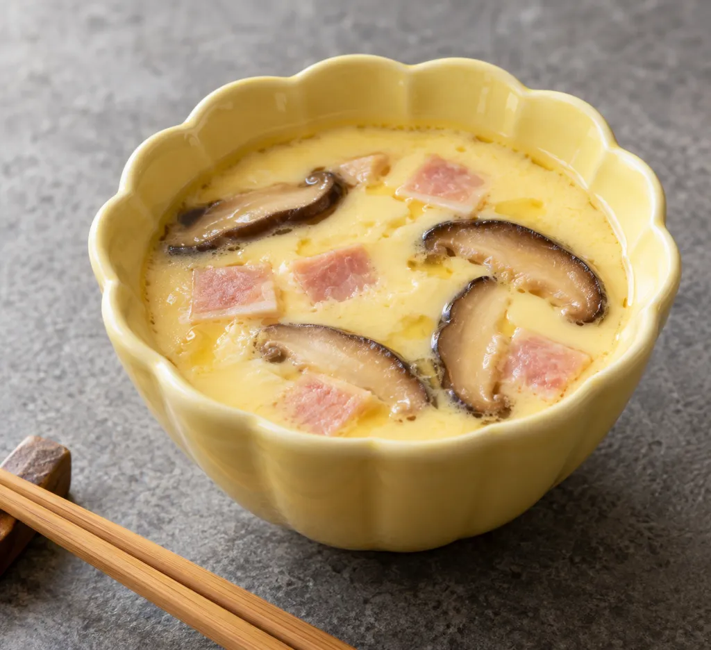 ハムとしいたけの中華茶碗蒸しの完成イメージ