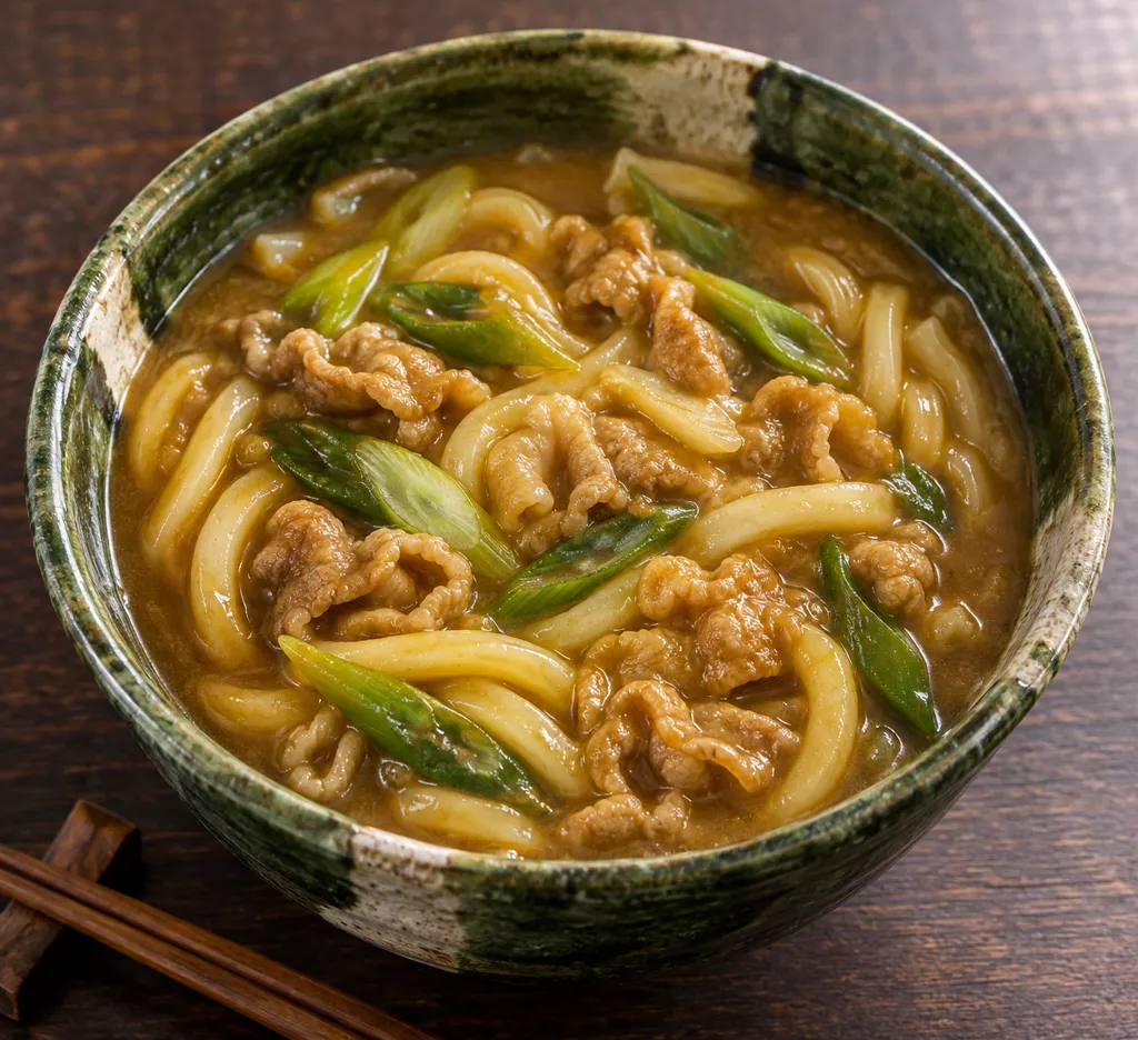 豚こま肉とねぎのカレーうどんの完成イメージ