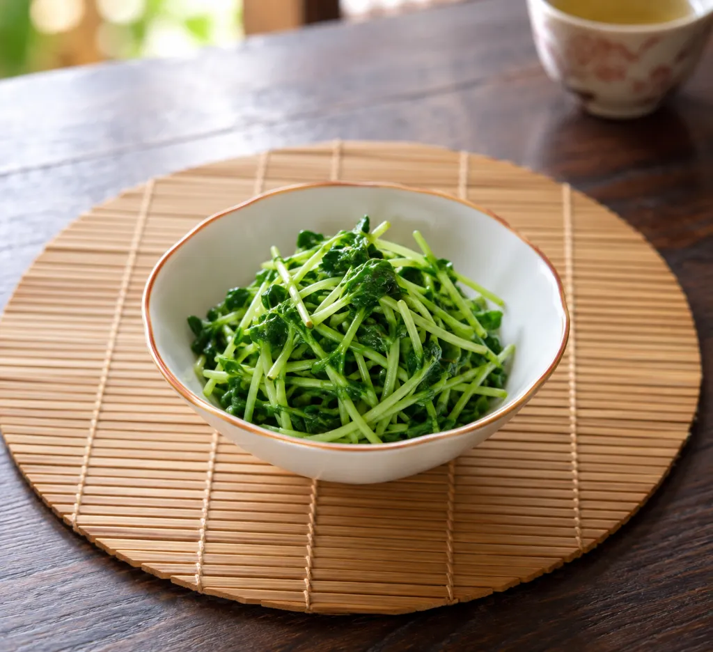 豆苗の中華ごま油和えの完成イメージ