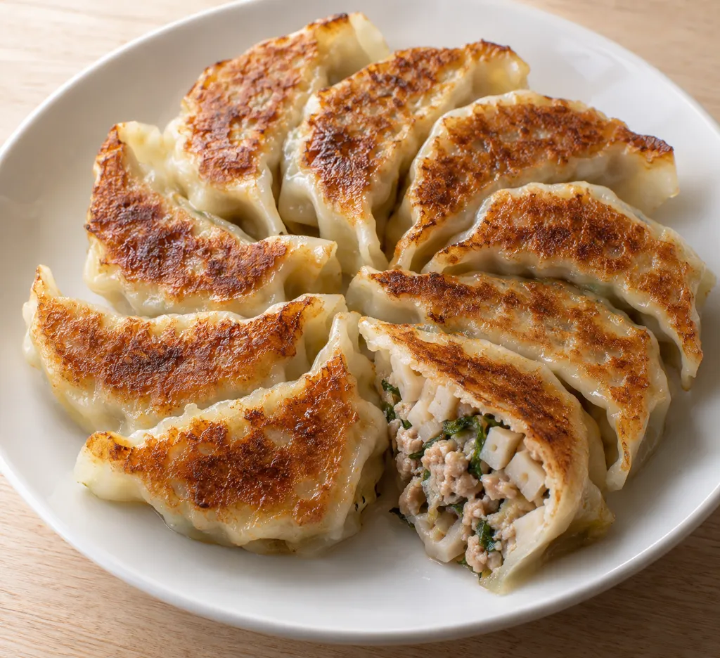 豚ひき肉とれんこんの焼き餃子の完成イメージ