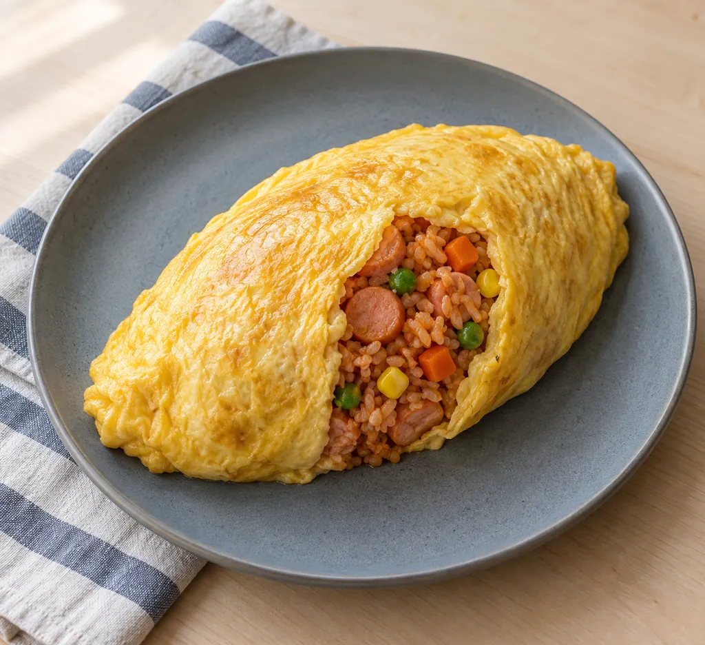 野菜とウインナーのオムライスの完成イメージ