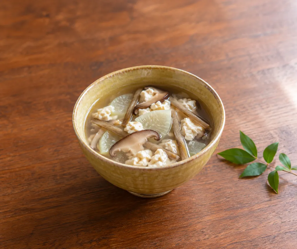 豆腐とごぼうのけんちん汁の完成イメージ