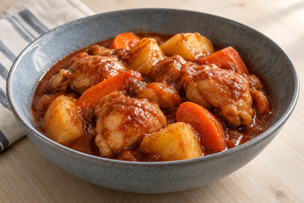 鶏もも肉とじゃがいものケチャップ煮の完成イメージ
