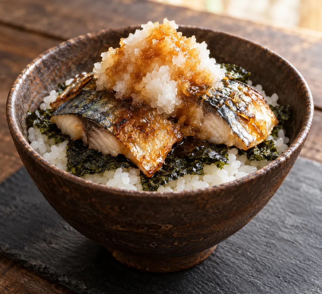 さばと大根ののり弁風丼の完成イメージ