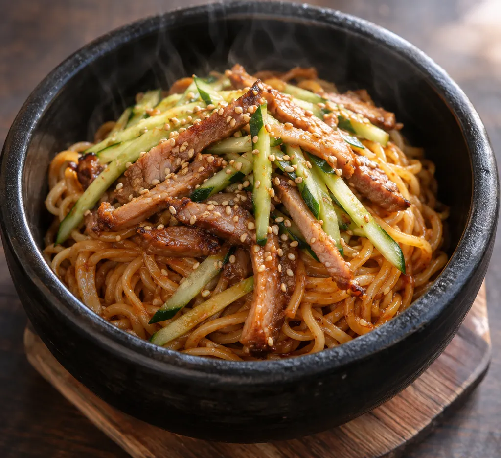 チャーシューときゅうりのビビン中華麺の完成イメージ