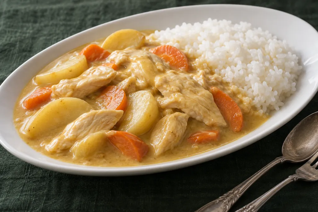鶏むね肉とじゃがいものカレークリーム煮の完成イメージ