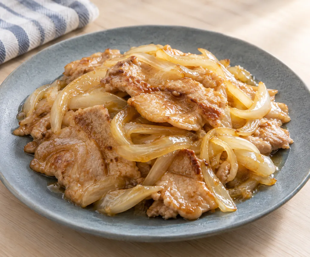 時短豚ロースと玉ねぎのガーリックバター焼きの完成イメージ