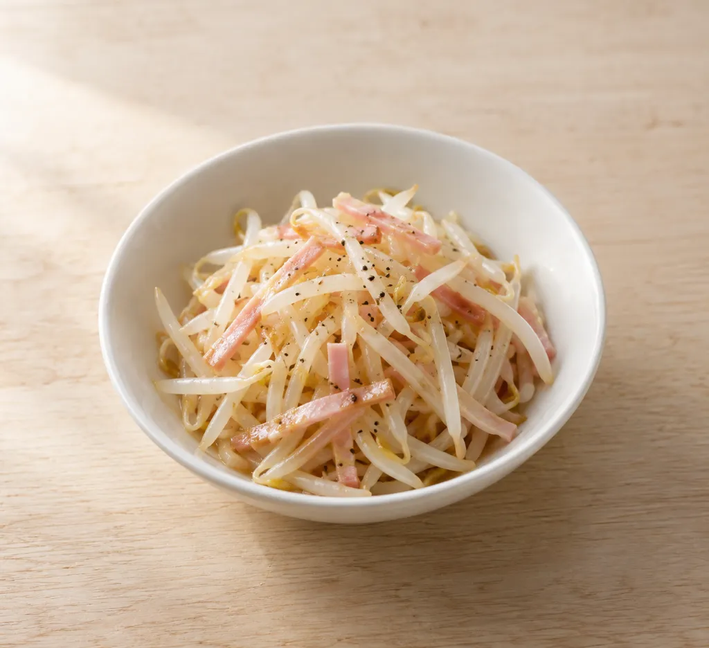 もやしとハムの中華和えの完成イメージ