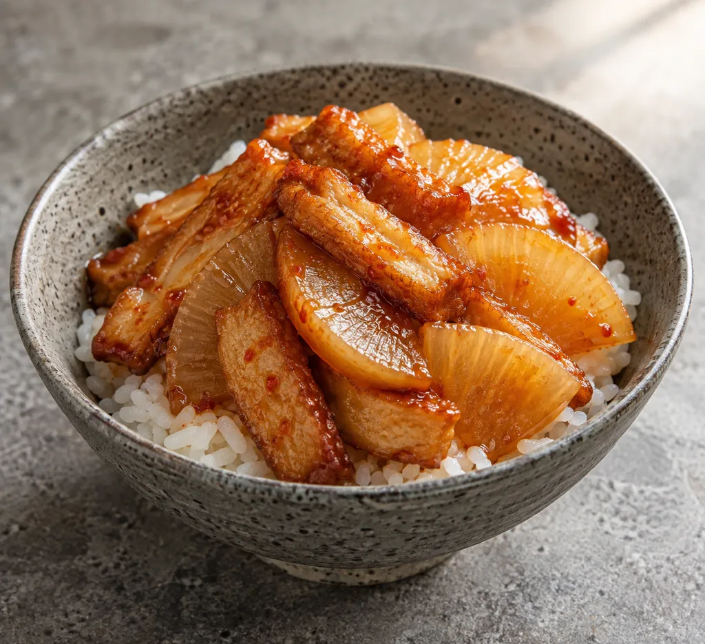 さつま揚げと大根の韓国甘辛丼の完成イメージ