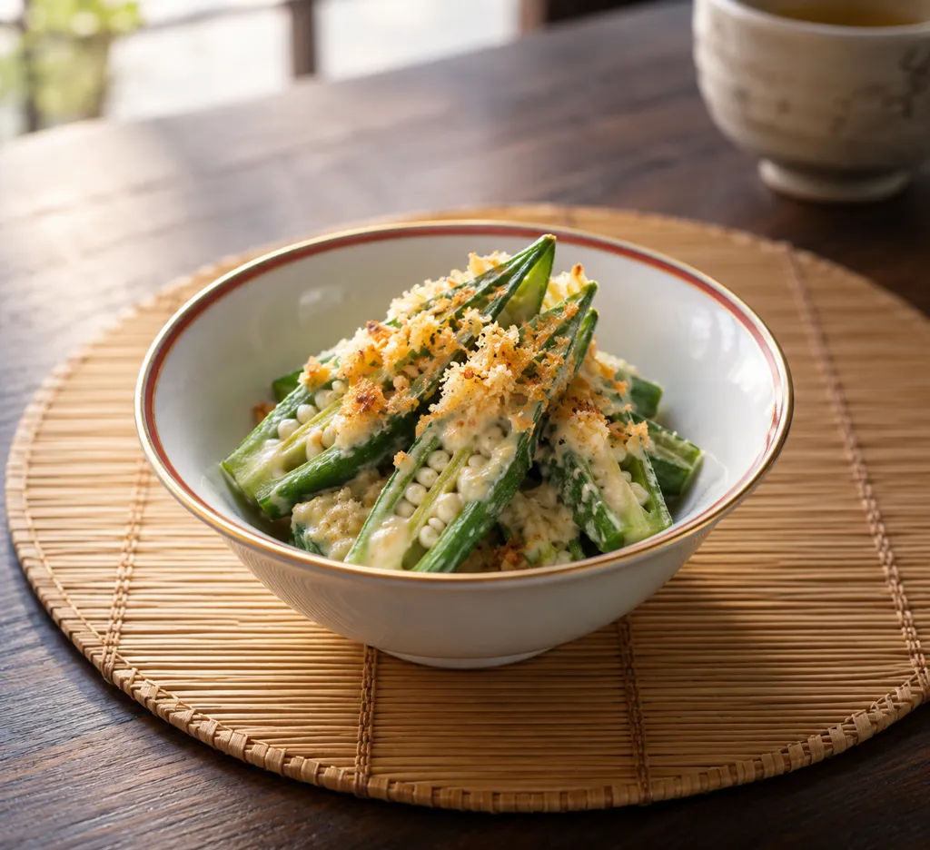 オクラのしょうがパン粉焼きの完成イメージ