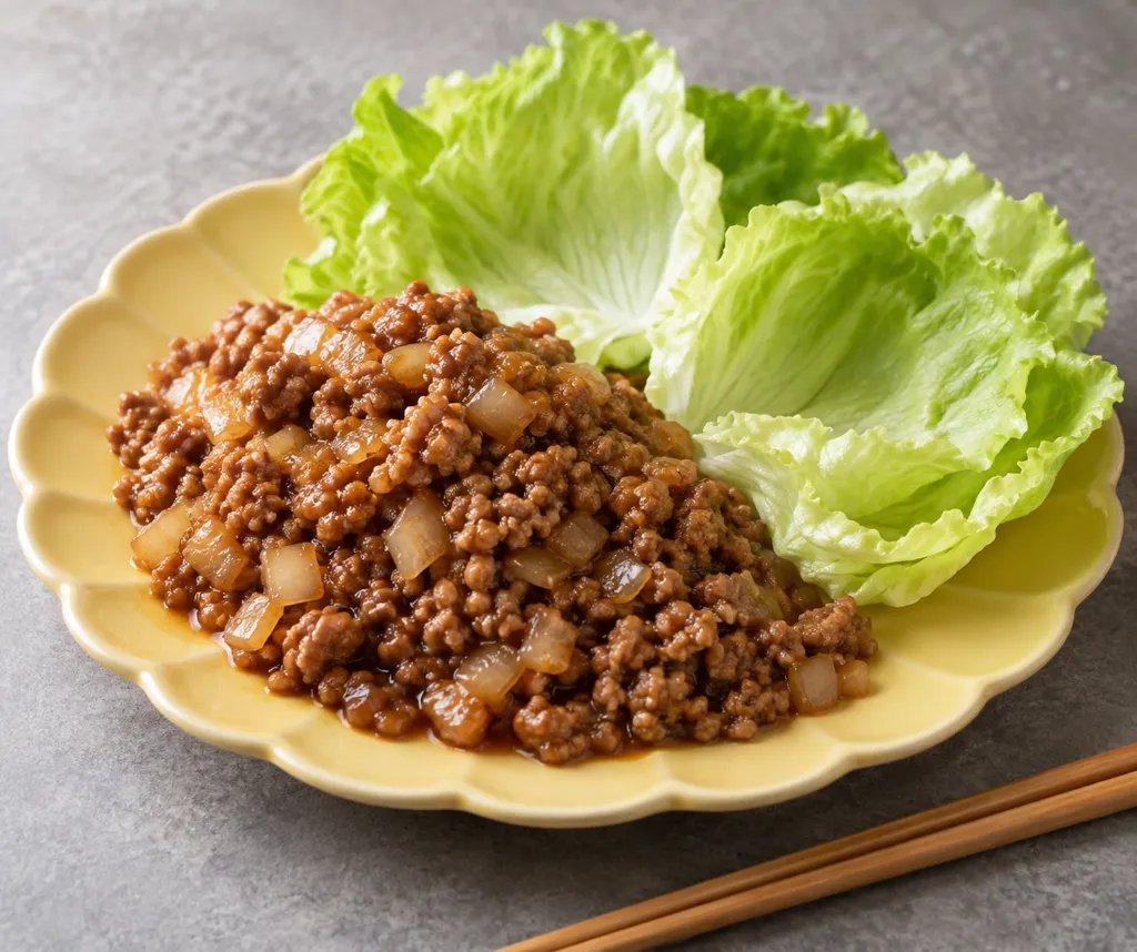 豚ひき肉と玉ねぎの中華レタス包みの完成イメージ
