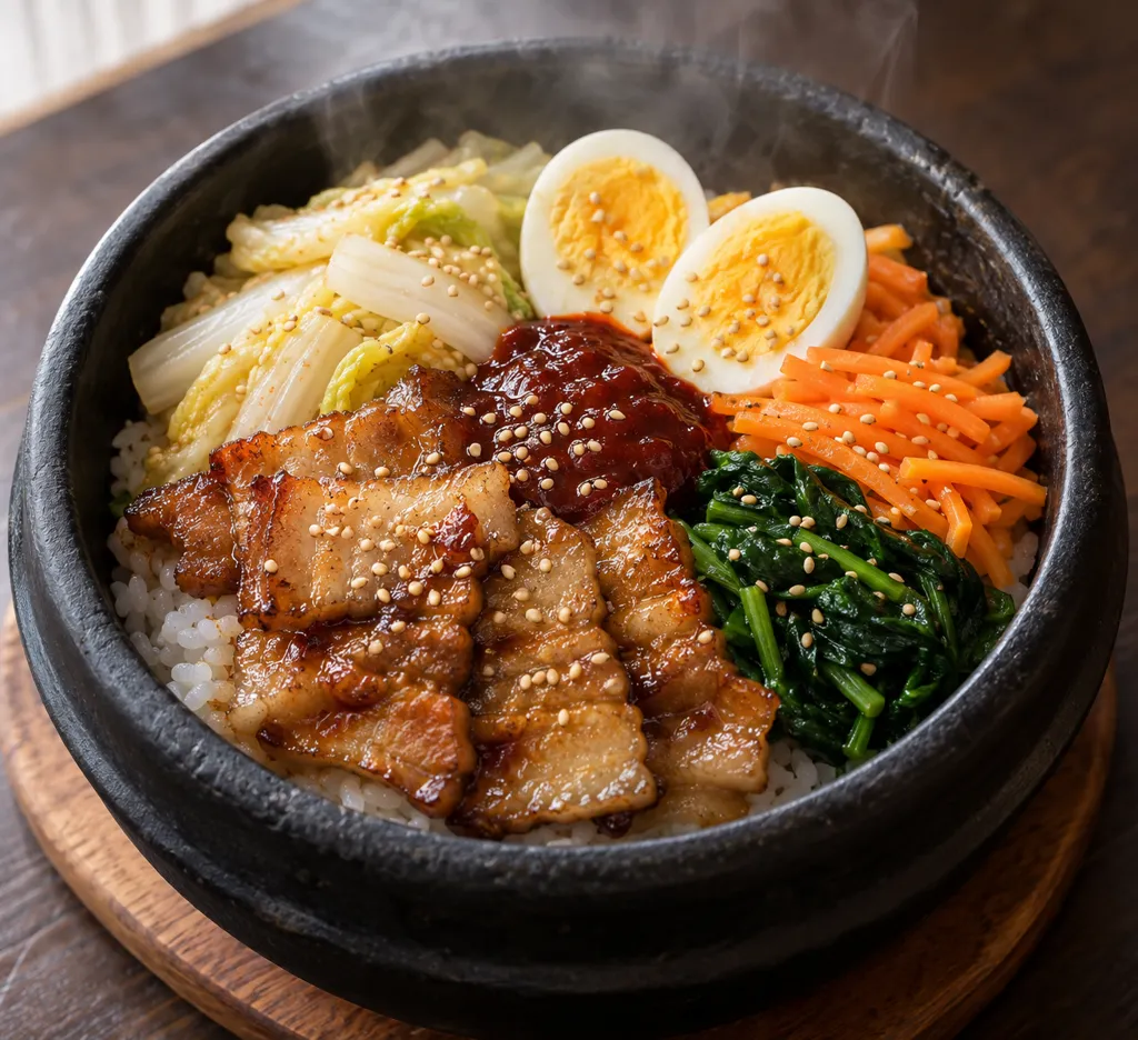 豚バラ肉と白菜のビビンバの完成イメージ