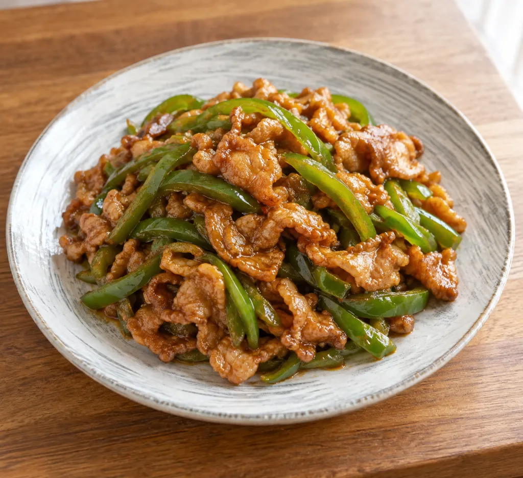豚こま肉とピーマンのカレー炒めの完成イメージ