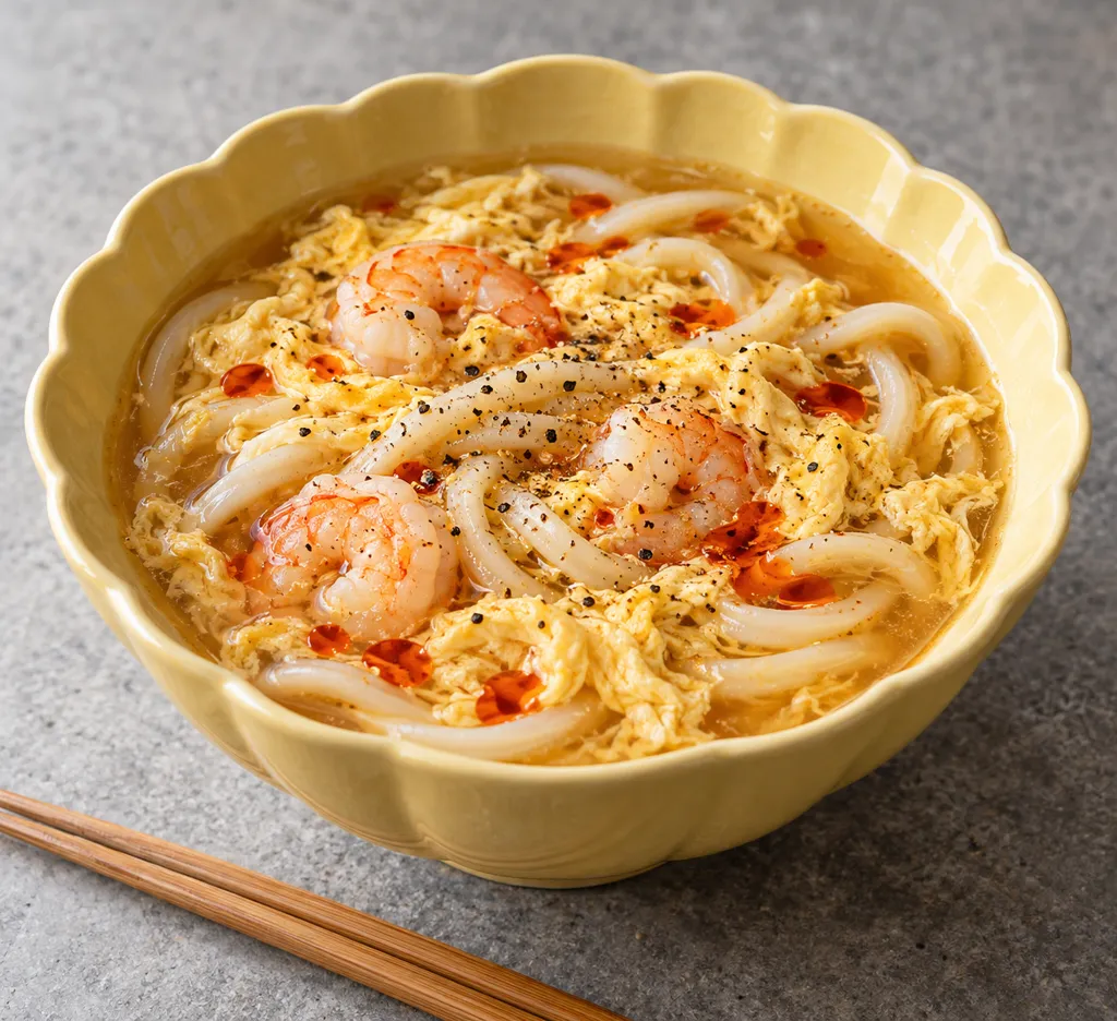 えびと卵の酸辣湯うどんの完成イメージ