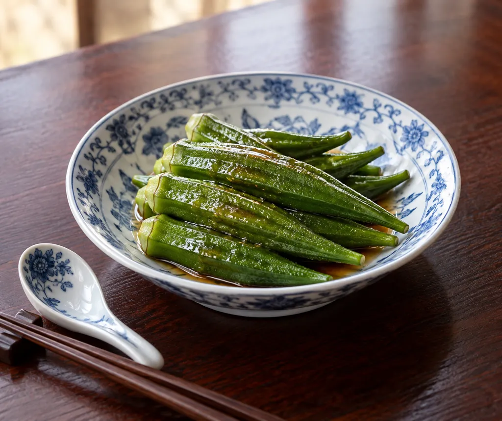 オクラの中華だれがけの完成イメージ