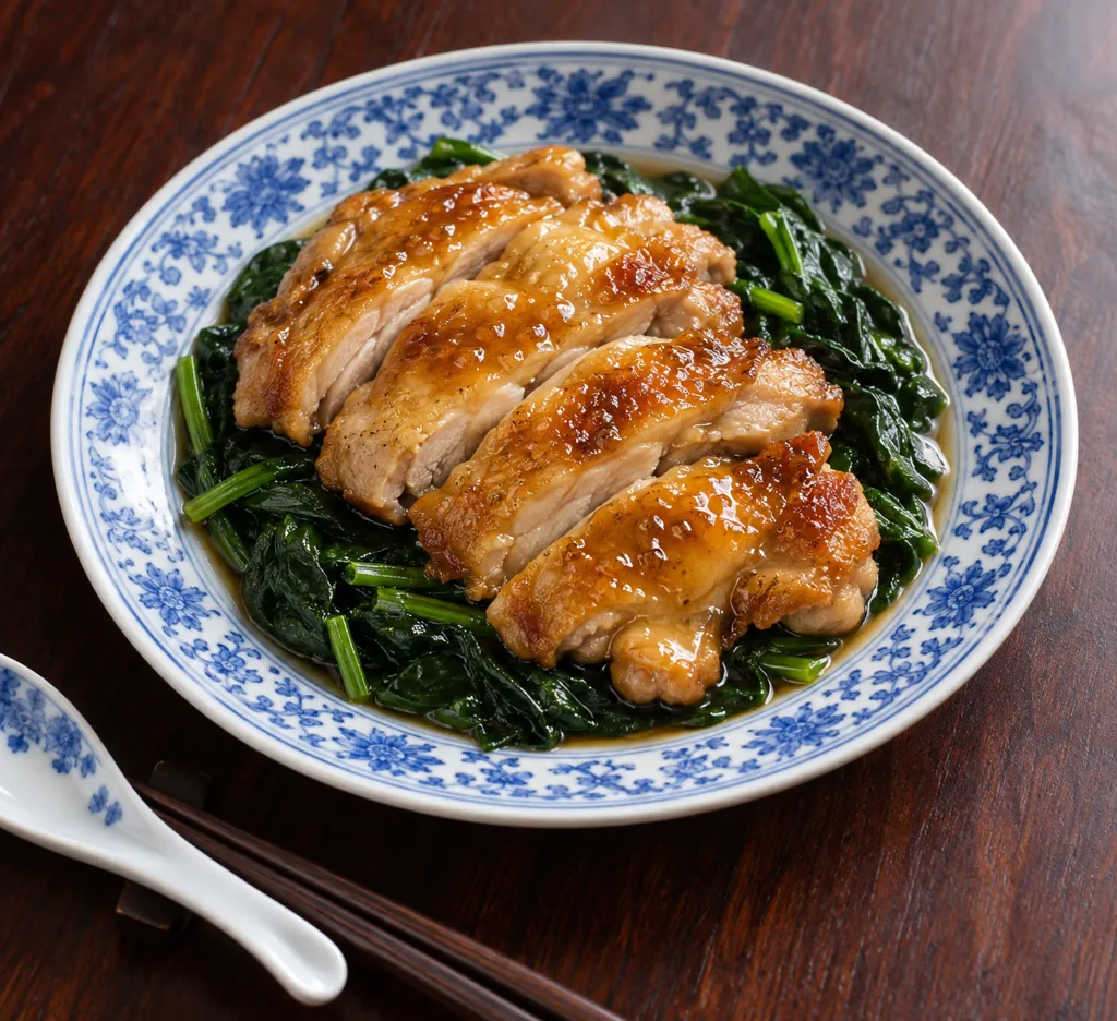 鶏もも肉とほうれん草のレモン醤油焼きの完成イメージ