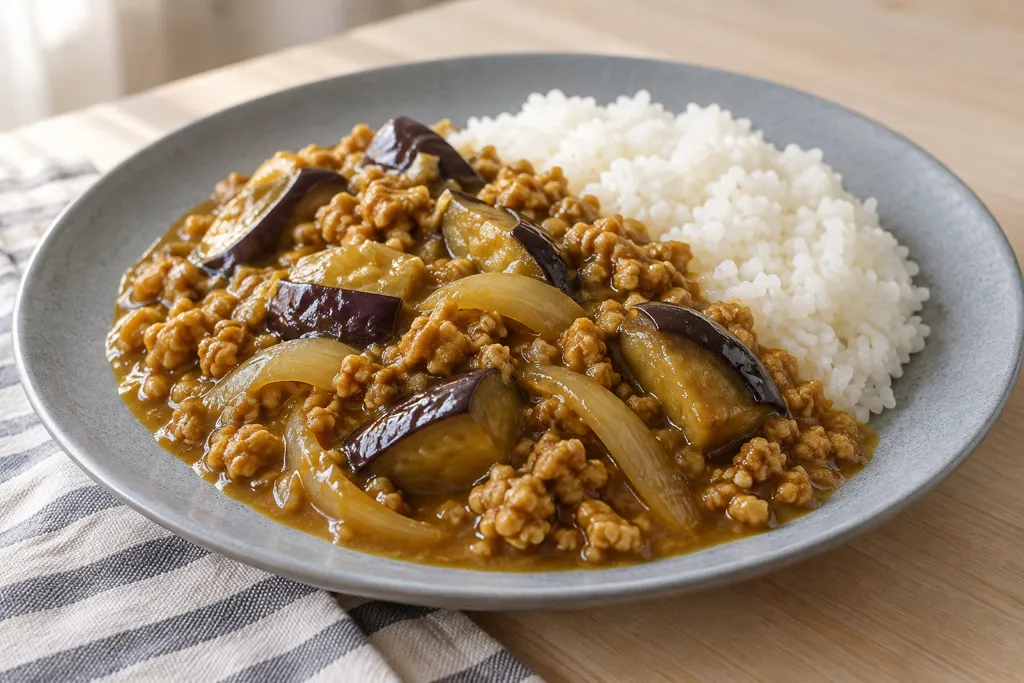 鶏ひき肉となすの洋風カレーの完成イメージ