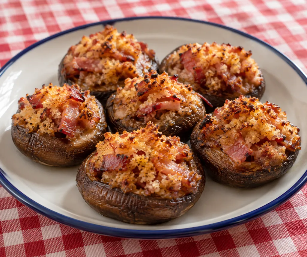しいたけとベーコンの詰め焼きの完成イメージ