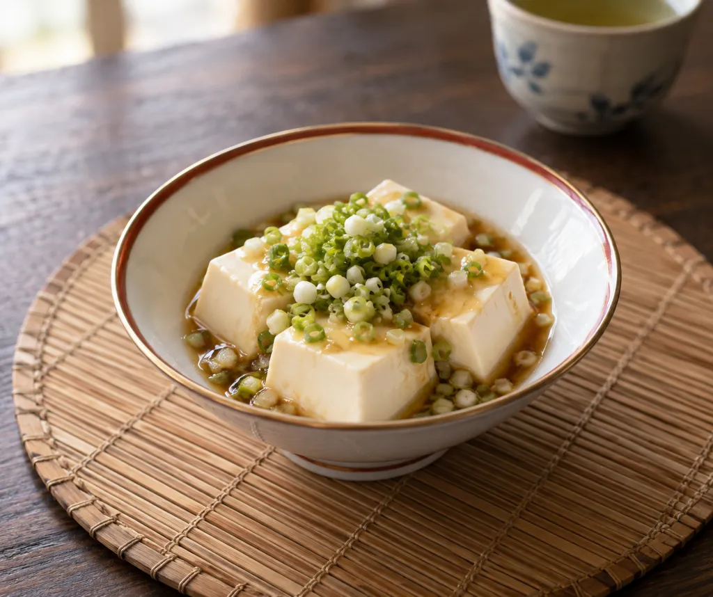 豆腐とねぎの温やっこ中華だれがけの完成イメージ