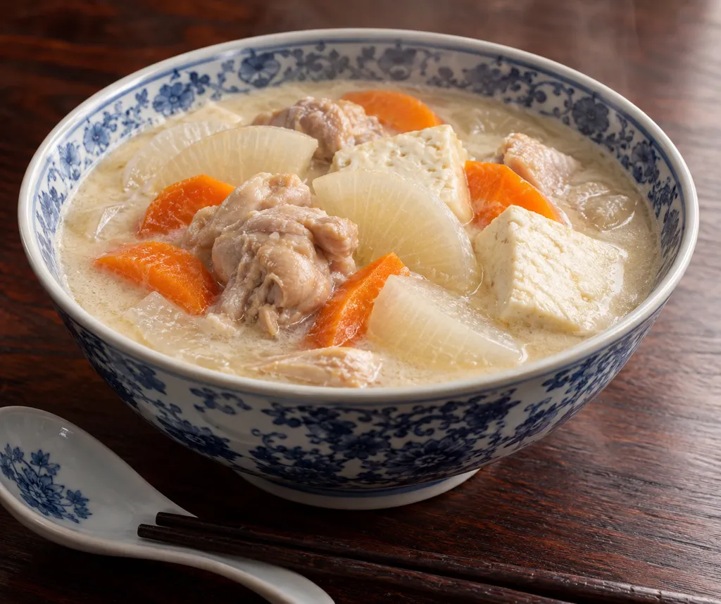 鶏もも肉と大根の中華豆乳風鍋の完成イメージ
