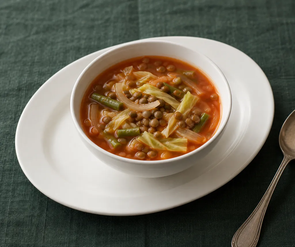 キャベツとレンズ豆のミネストローネの完成イメージ