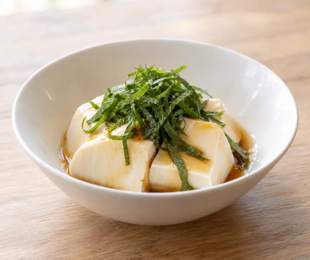 絹ごし豆腐と大葉の中華だれの完成イメージ