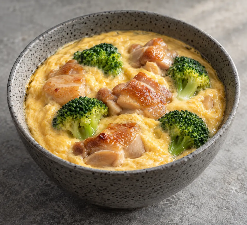 鶏もも肉とブロッコリーの茶碗蒸しの完成イメージ