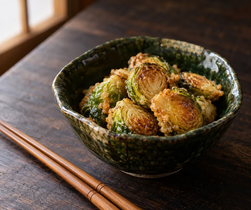 芽キャベツと味噌衣の揚げ焼きの完成イメージ