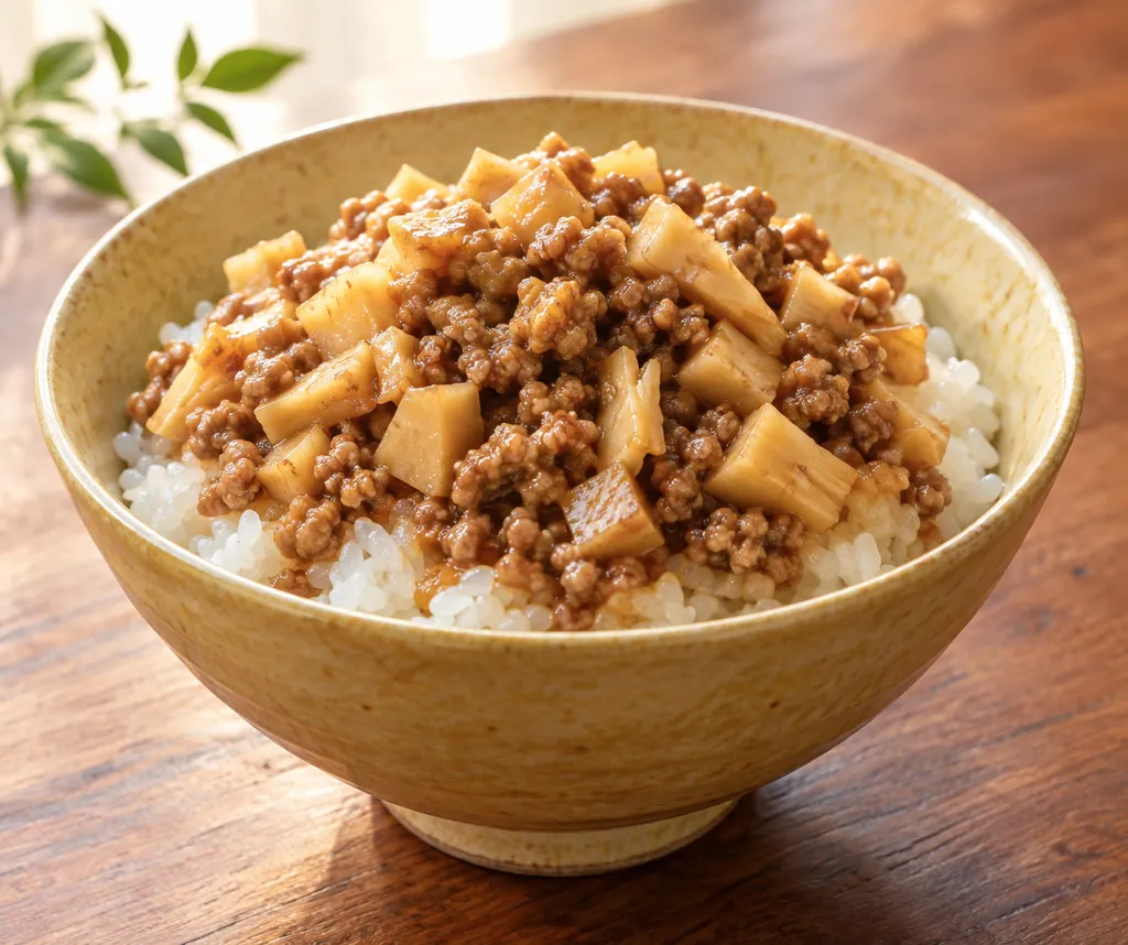 たけのこの味噌そぼろ丼の完成イメージ