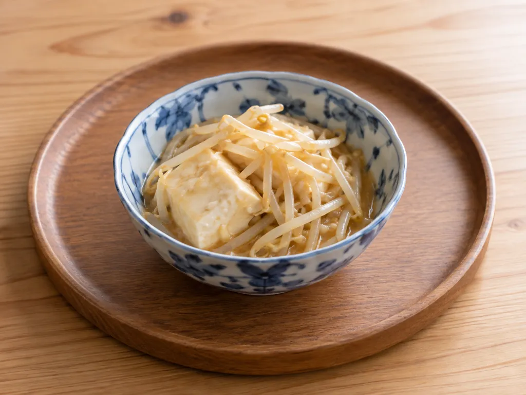 豆腐ともやしの味噌煮の完成イメージ