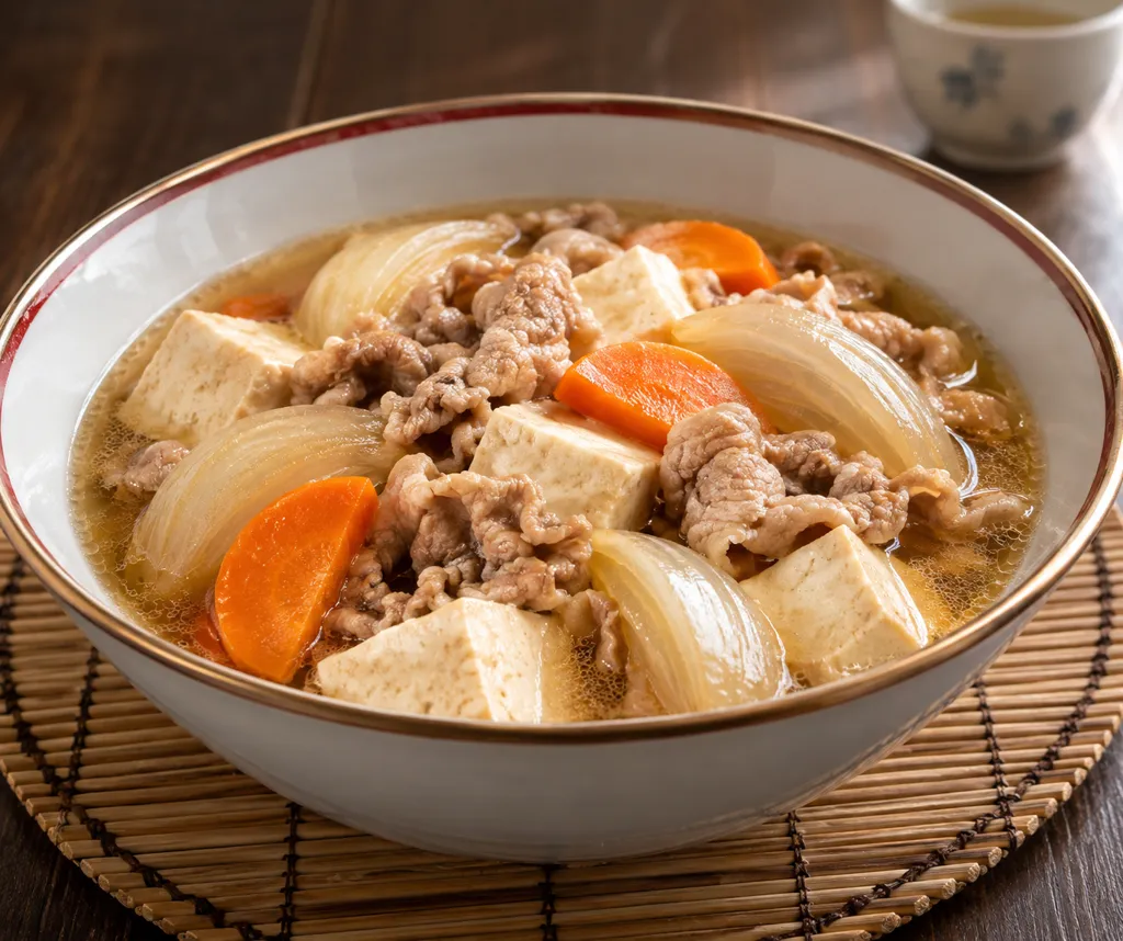 豚こま肉と豆腐の中華寄せ煮の完成イメージ