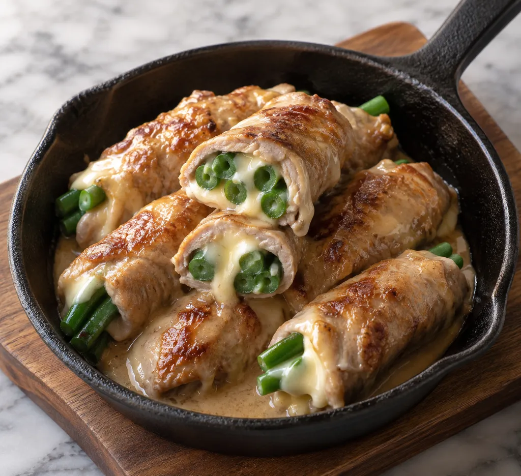 豚ロースといんげんのチーズ巻き焼きの完成イメージ