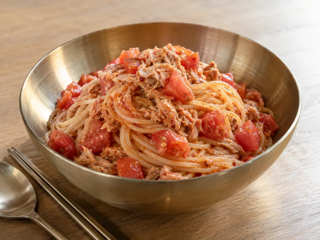 ツナとトマトのピリ辛冷製パスタの完成イメージ